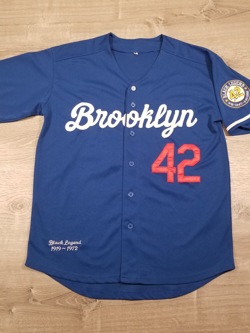 Brooklyn Dodgers Jackie Robinson #42 Blue Jersey Mens Size Medium Black Legend